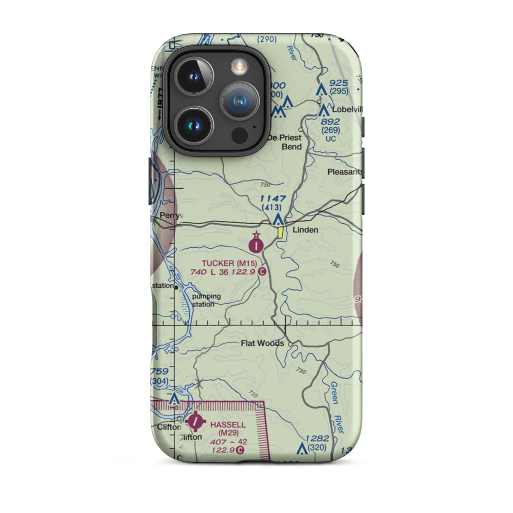 James Tucker Airport (M15) VFR Sectional  Tough iPhone Case iPhone 16 Pro Max model shown