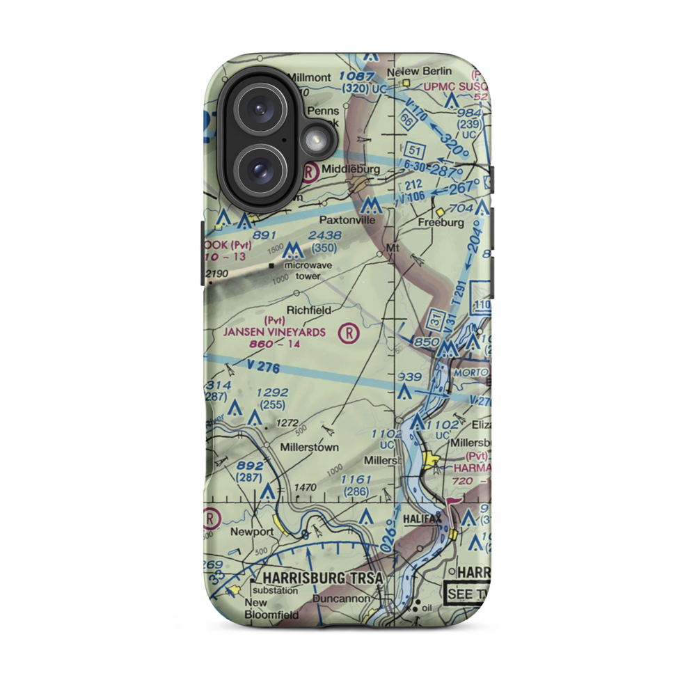 Jansen Vineyards Airport (PN71) VFR Sectional  Tough iPhone Case iPhone 16 Plus model shown