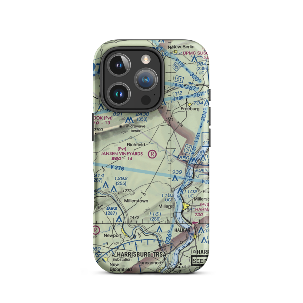Jansen Vineyards Airport (PN71) VFR Sectional  Tough iPhone Case iPhone 16 Pro model shown