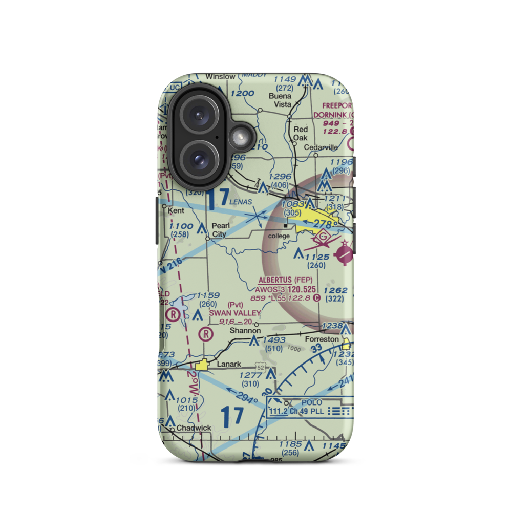 Janssen Airport (1LL6) VFR Sectional  Tough iPhone Case iPhone 16 model shown