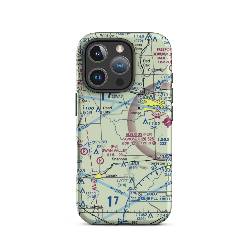 Janssen Airport (1LL6) VFR Sectional  Tough iPhone Case iPhone 16 Pro model shown