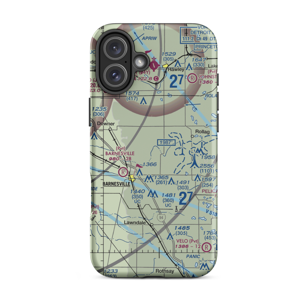 Janssen Airport (9MN5) VFR Sectional  Tough iPhone Case iPhone 16 Plus model shown