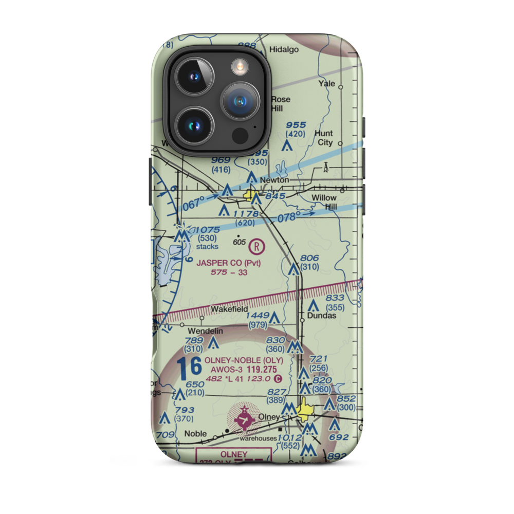 Jasper County Flying Club Airport (7LL3) VFR Sectional  Tough iPhone Case iPhone 16 Pro Max model shown