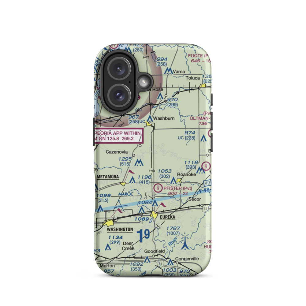 Jay Schertz Farm Airport (IS00) VFR Sectional  Tough iPhone Case iPhone 16 model shown