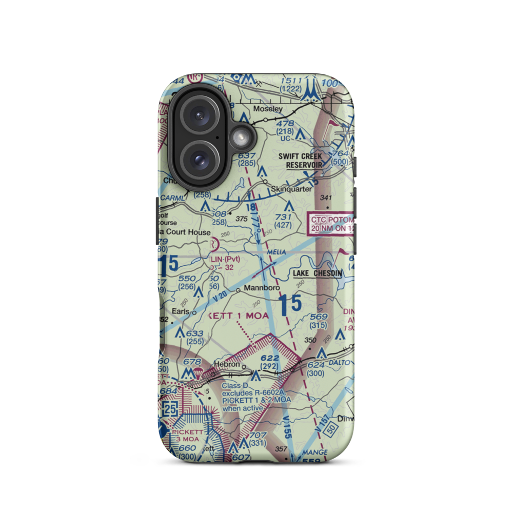 Jayarz Airport (0VA8) VFR Sectional  Tough iPhone Case iPhone 16 model shown