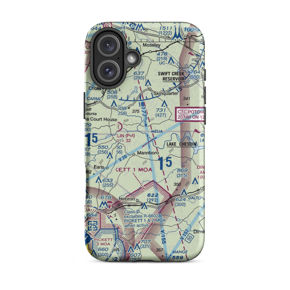 Jayarz Airport (0VA8) VFR Sectional  Tough iPhone Case iPhone 16 Plus model shown
