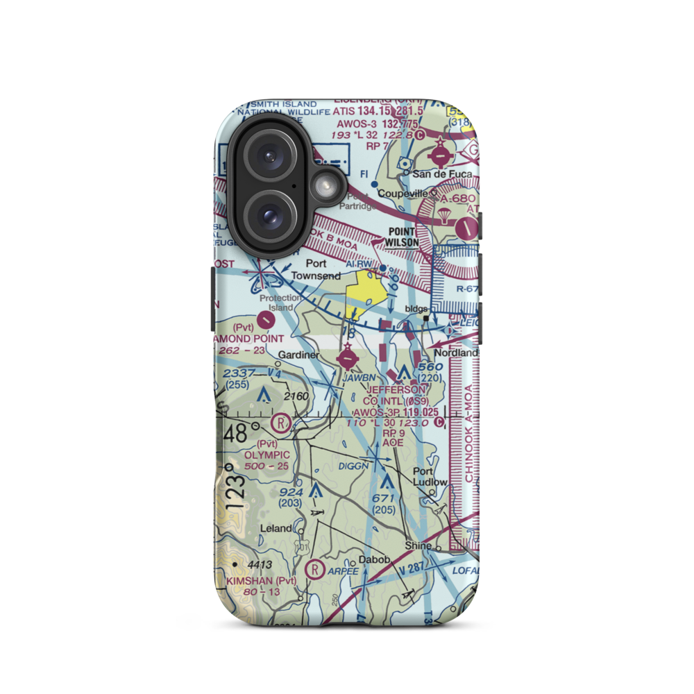 Jefferson County International Airport (0S9) VFR Sectional  Tough iPhone Case iPhone 16 model shown
