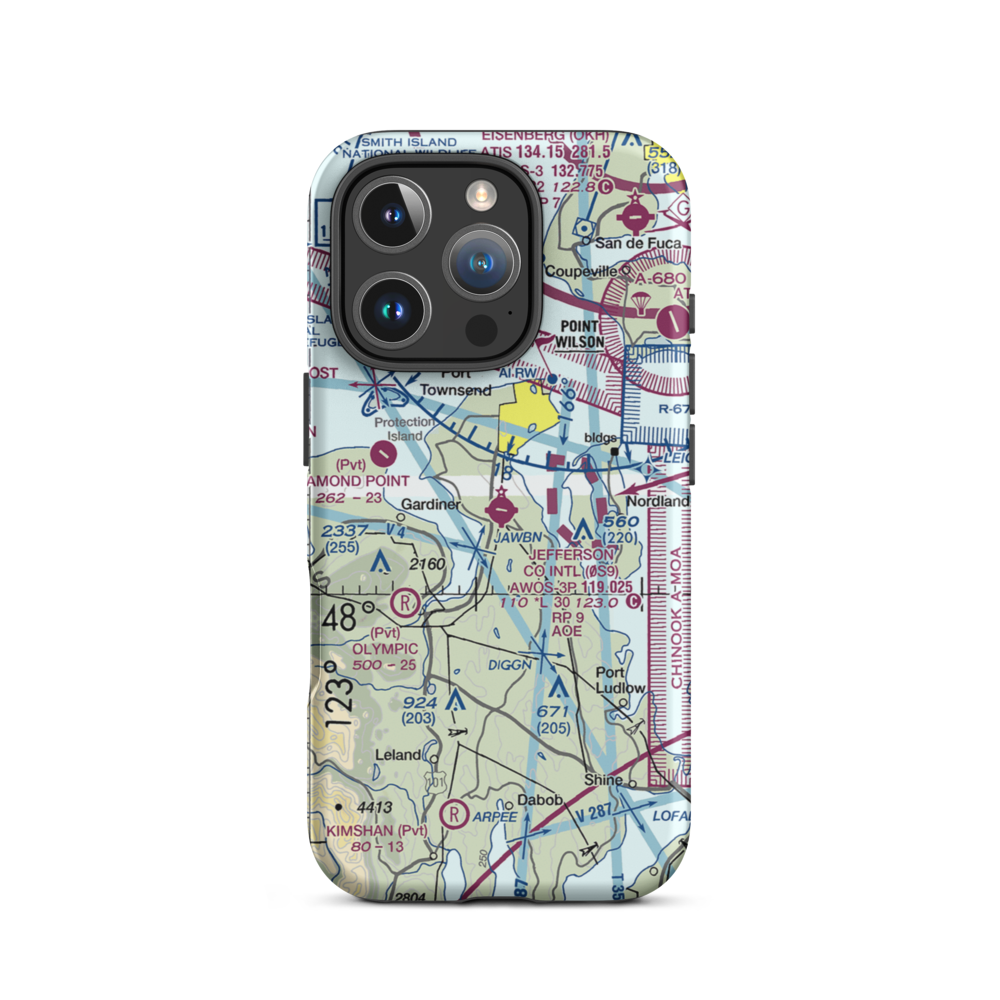Jefferson County International Airport (0S9) VFR Sectional  Tough iPhone Case iPhone 16 Pro model shown