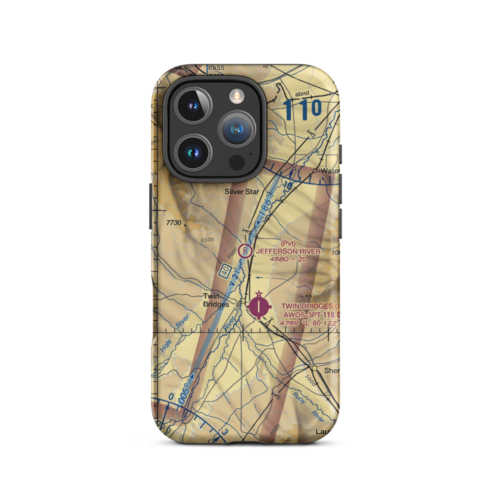 Jefferson River Airport (MT62) VFR Sectional  Tough iPhone Case iPhone 16 Pro model shown