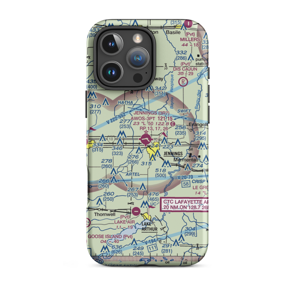 Jennings Airport (3R7) VFR Sectional  Tough iPhone Case iPhone 16 Pro Max model shown