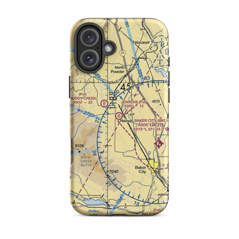 Jensens Strip (OR11) VFR Sectional  Tough iPhone Case iPhone 16 Plus model shown