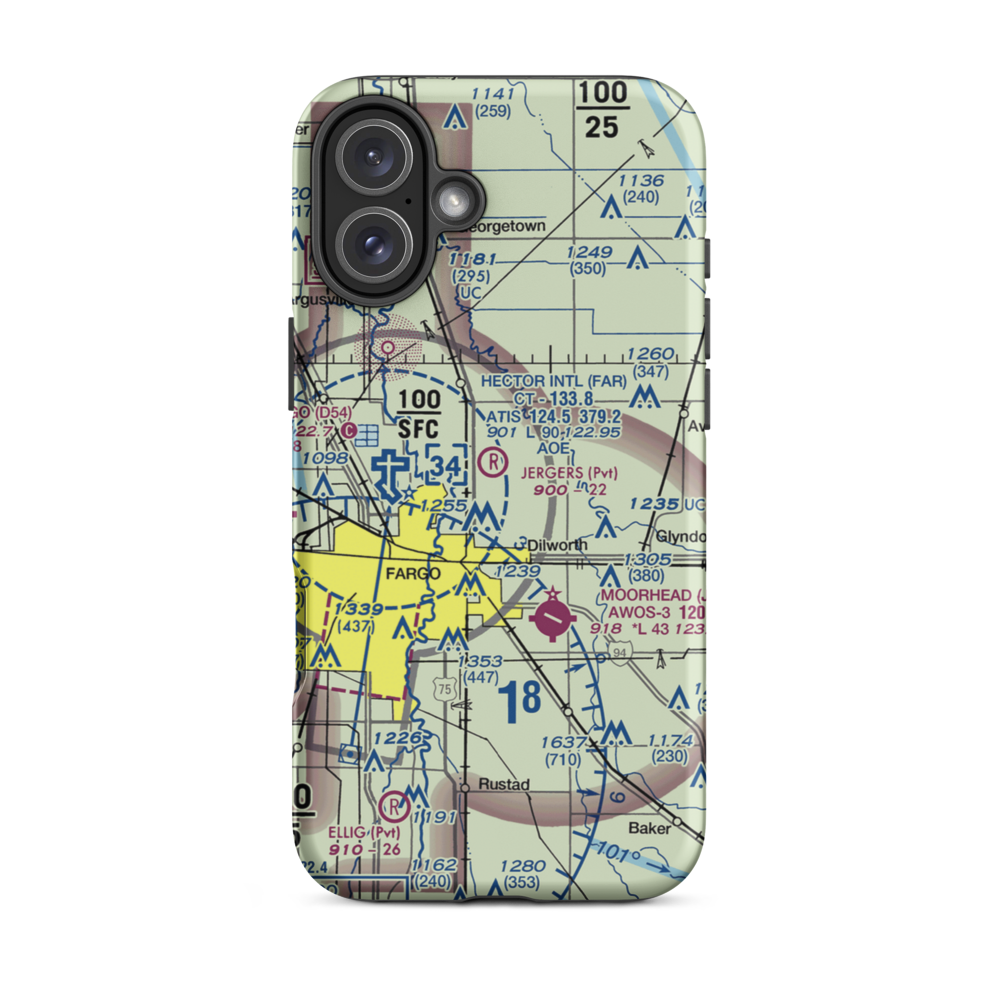 Jerger's Field (MN77) VFR Sectional  Tough iPhone Case iPhone 16 Plus model shown