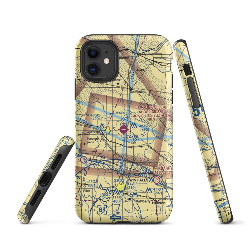 Jerome County Airport (JER) VFR Sectional  Tough iPhone Case iPhone 11 model shown