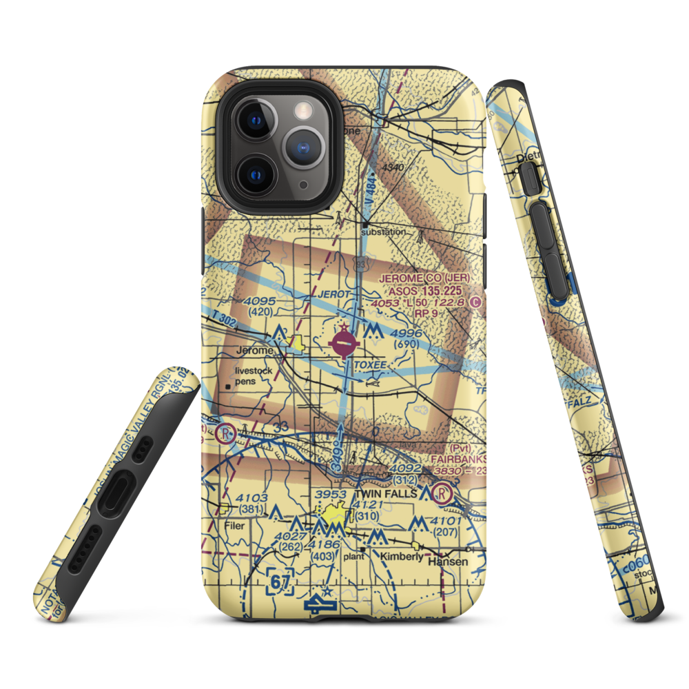 Jerome County Airport (JER) VFR Sectional  Tough iPhone Case iPhone 11 Pro model shown