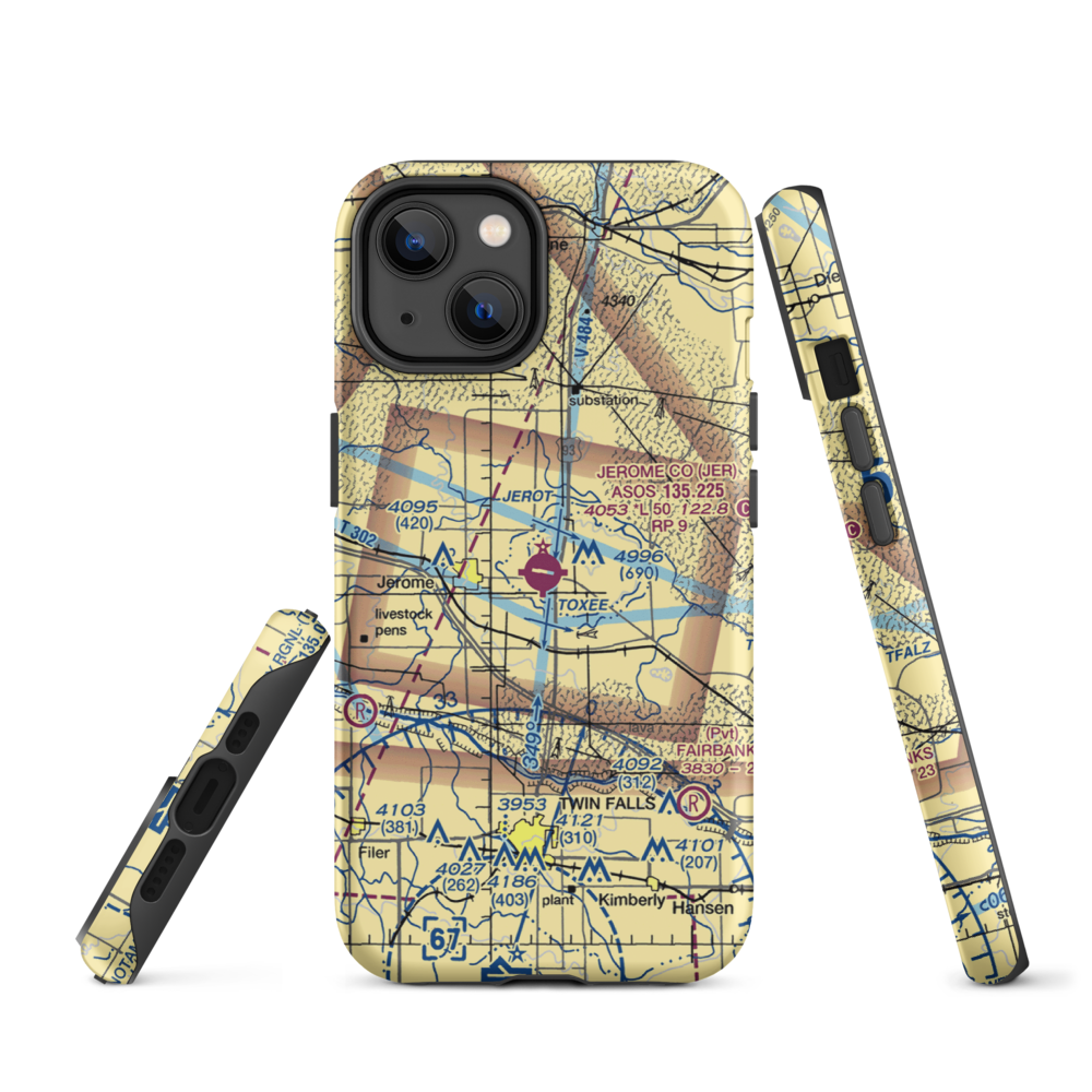 Jerome County Airport (JER) VFR Sectional  Tough iPhone Case iPhone 14 model shown