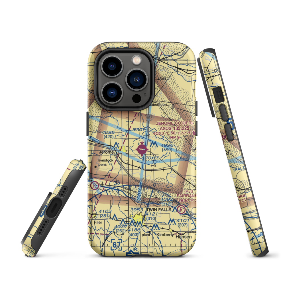 Jerome County Airport (JER) VFR Sectional  Tough iPhone Case iPhone 14 Pro model shown
