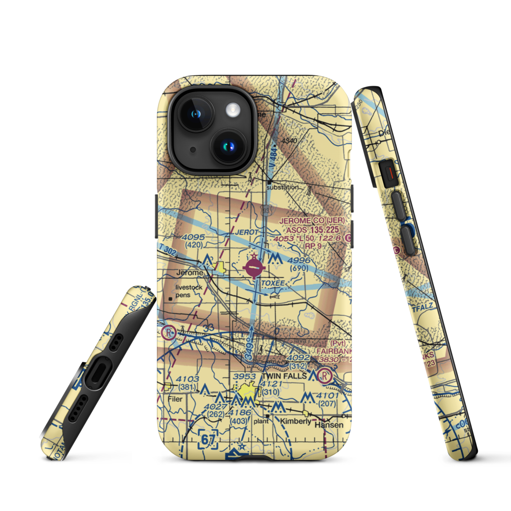 Jerome County Airport (JER) VFR Sectional  Tough iPhone Case iPhone 15 model shown