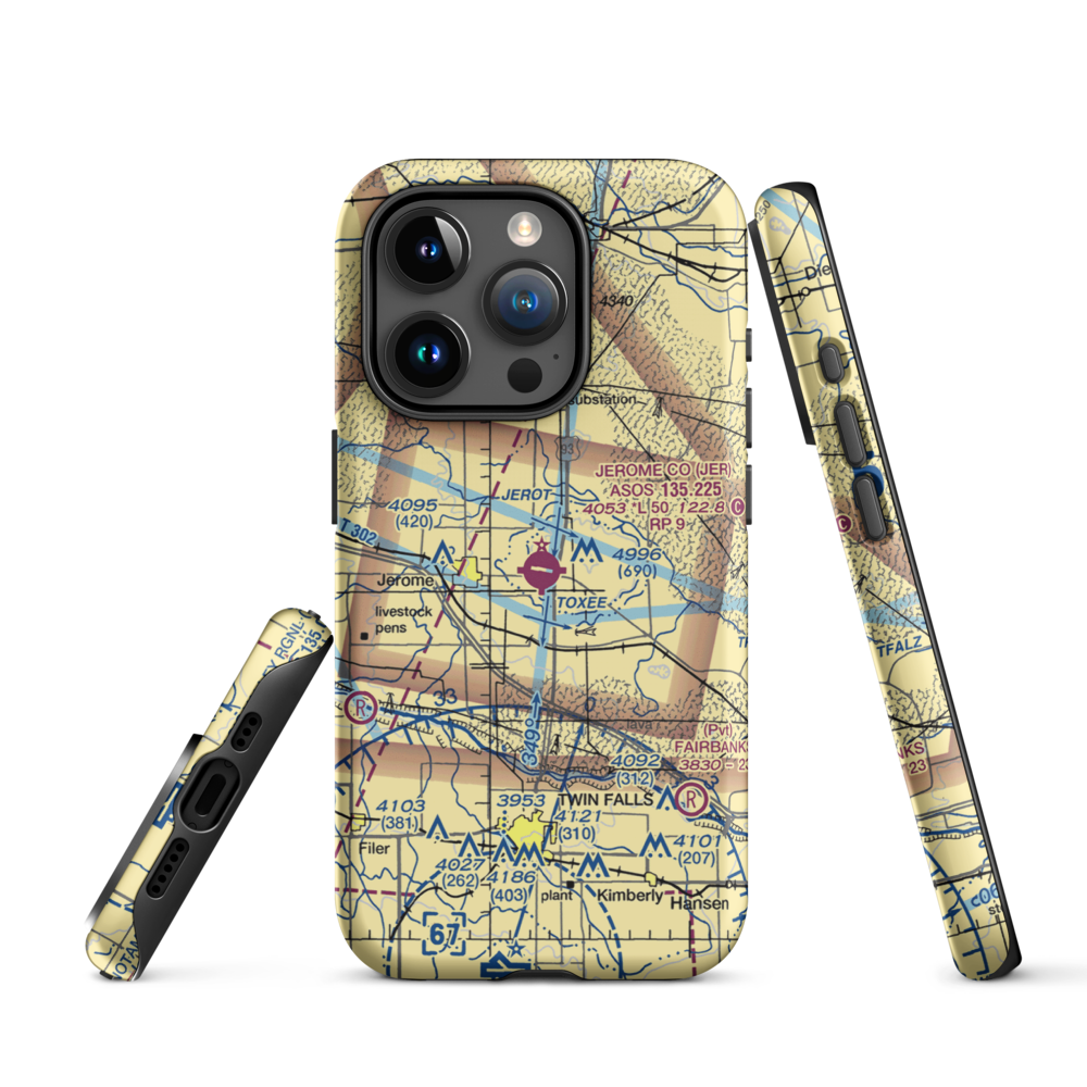 Jerome County Airport (JER) VFR Sectional  Tough iPhone Case iPhone 15 Pro model shown