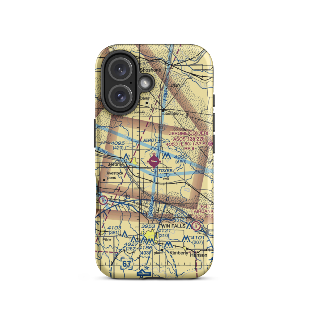 Jerome County Airport (JER) VFR Sectional  Tough iPhone Case iPhone 16 model shown