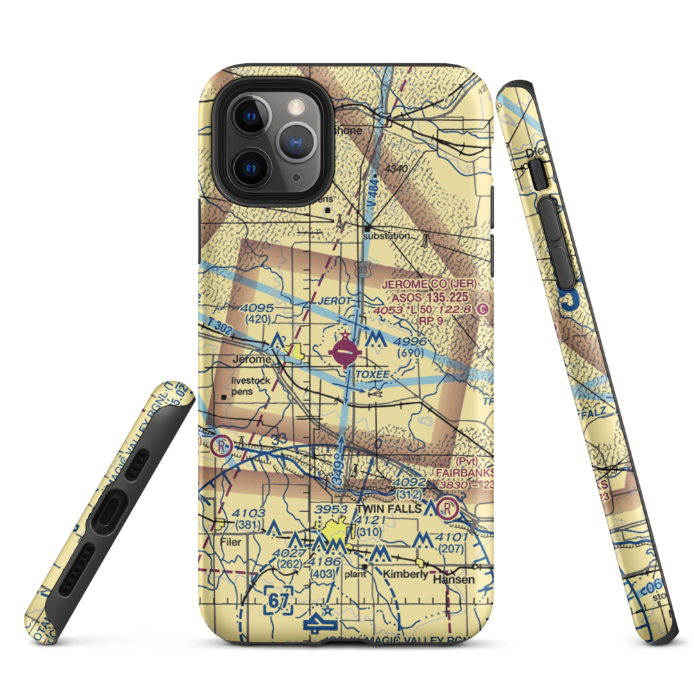 Jerome County Airport (JER) VFR Sectional  Tough iPhone Case iPhone 11 Pro Max model shown