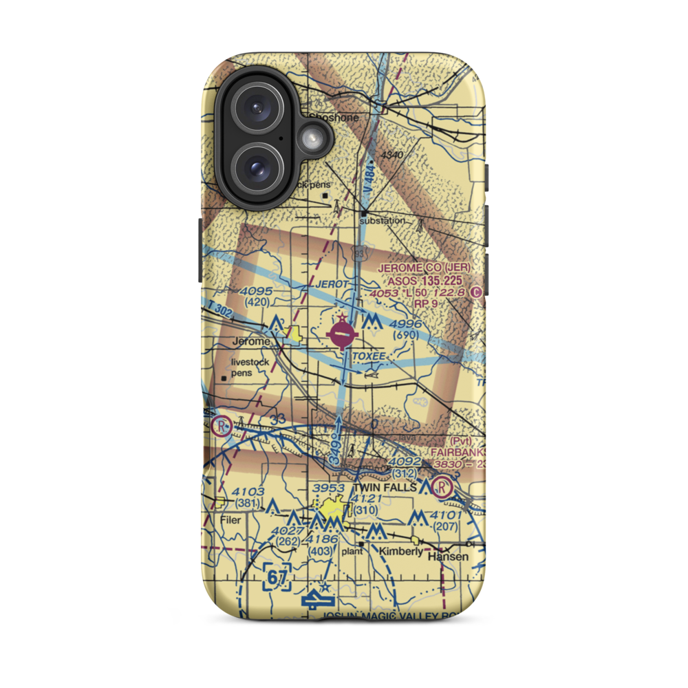 Jerome County Airport (JER) VFR Sectional  Tough iPhone Case iPhone 16 Plus model shown