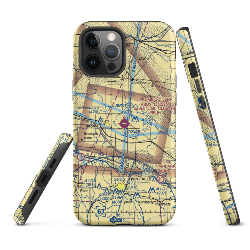 Jerome County Airport (JER) VFR Sectional  Tough iPhone Case iPhone 12 Pro Max model shown