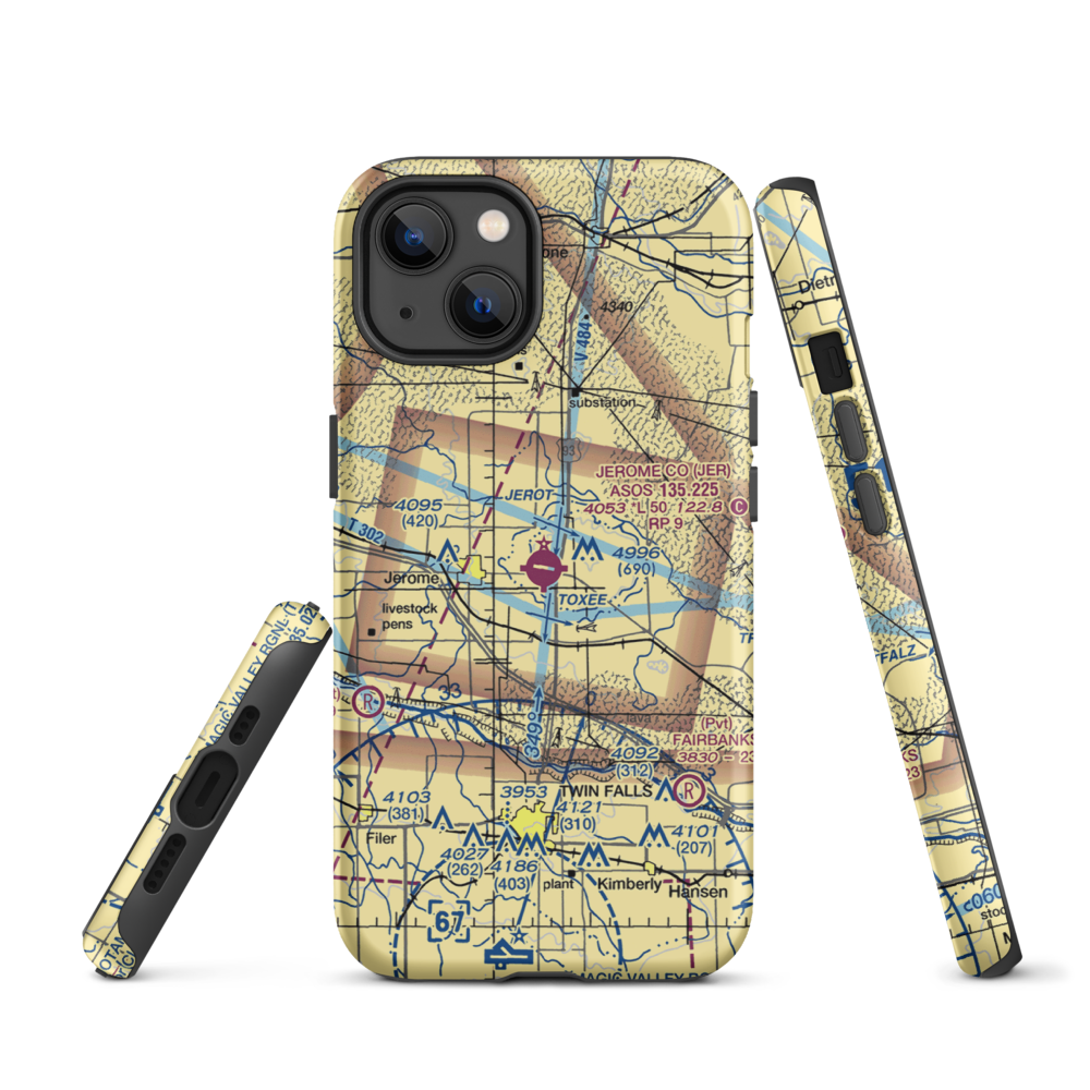 Jerome County Airport (JER) VFR Sectional  Tough iPhone Case iPhone 13 model shown