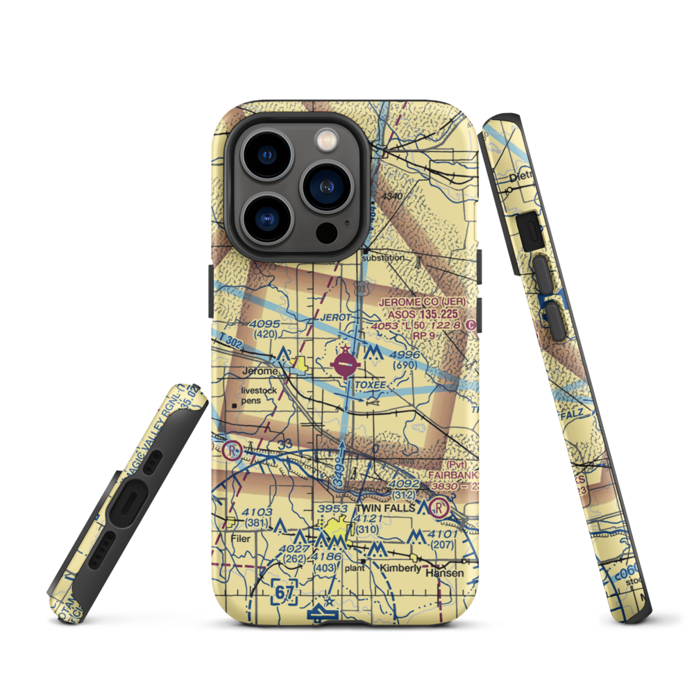 Jerome County Airport (JER) VFR Sectional  Tough iPhone Case iPhone 13 Pro model shown