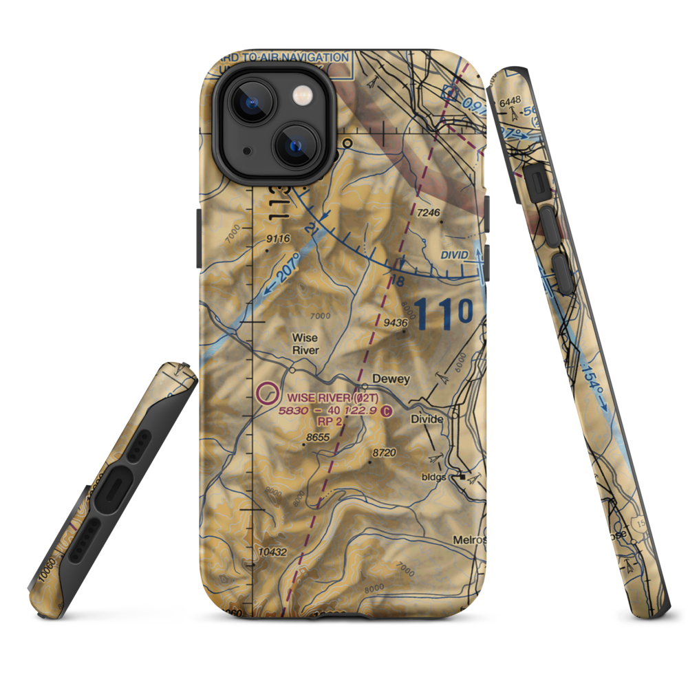 Jerry Creek Airport (MT14) VFR Sectional  Tough iPhone Case iPhone 14 Plus model shown
