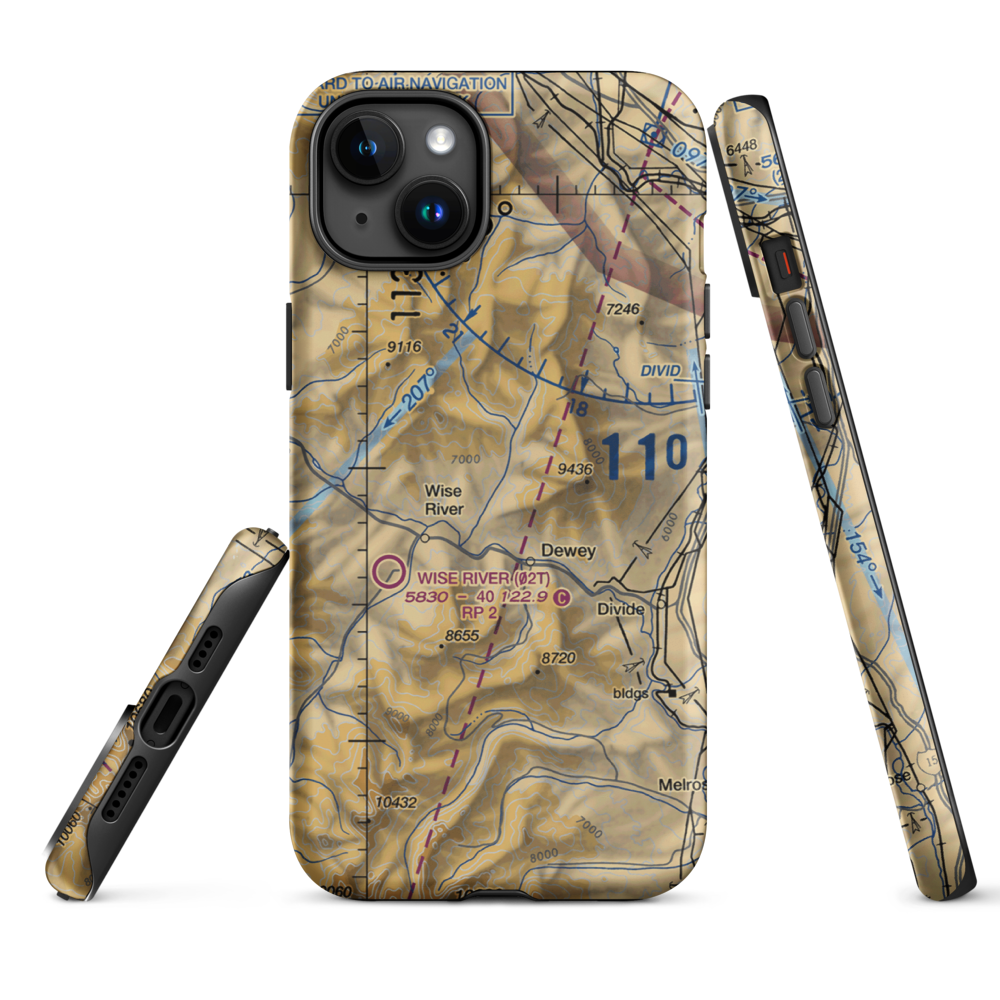 Jerry Creek Airport (MT14) VFR Sectional  Tough iPhone Case iPhone 15 Plus model shown