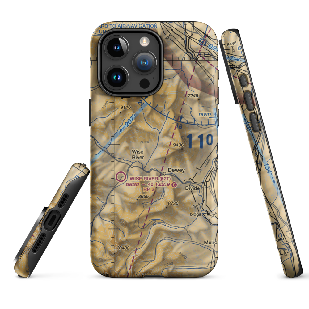 Jerry Creek Airport (MT14) VFR Sectional  Tough iPhone Case iPhone 15 Pro Max model shown
