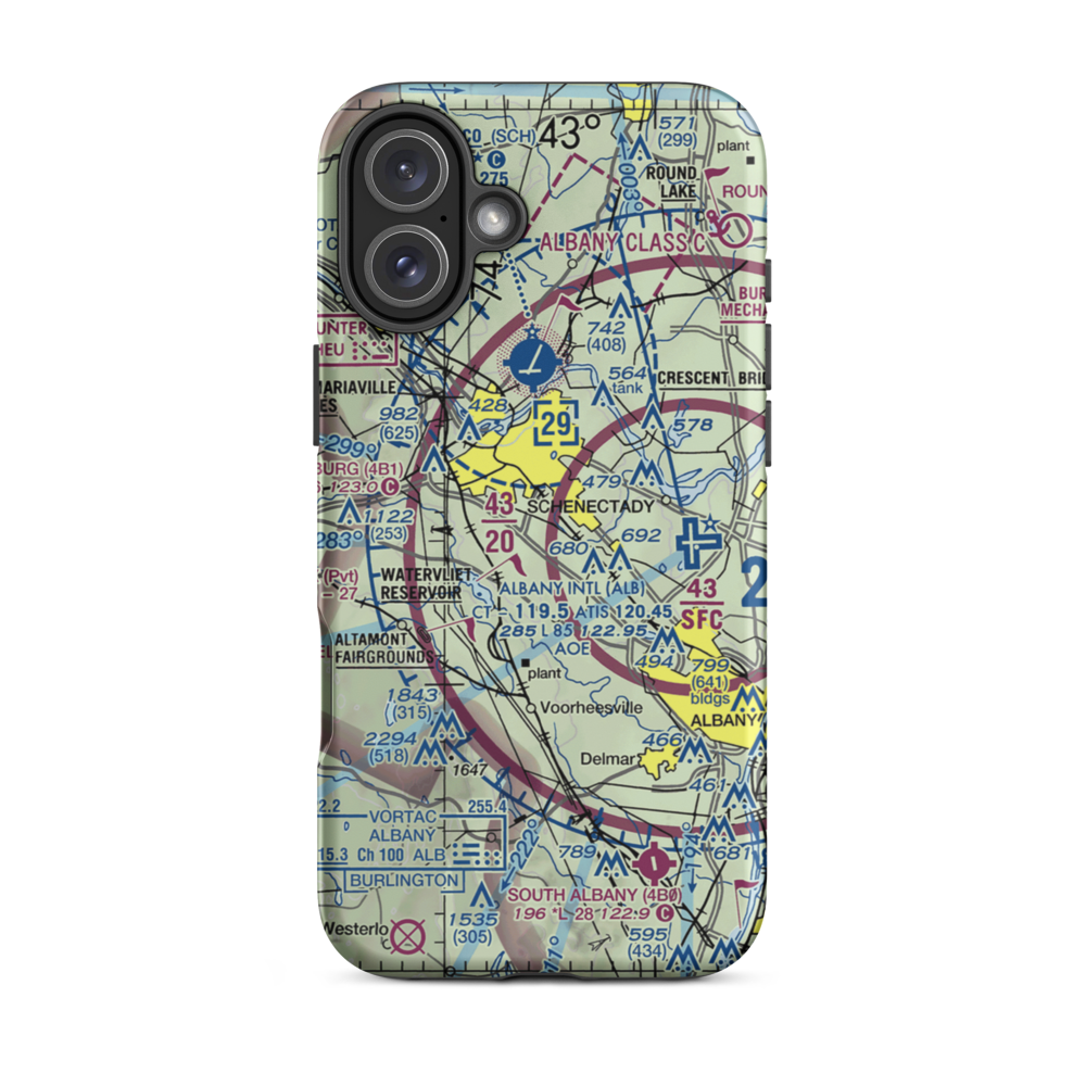 Jerry Phibbs Airport (NK43) VFR Sectional  Tough iPhone Case iPhone 16 Plus model shown