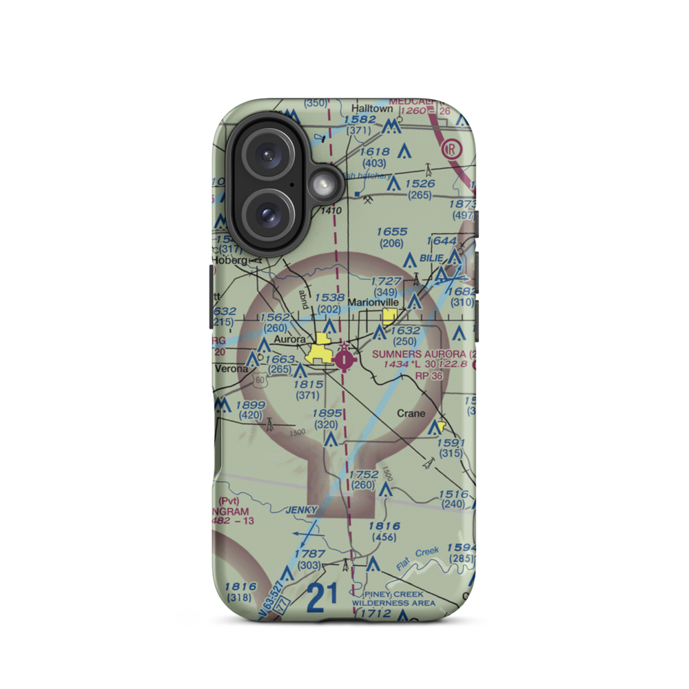 Jerry Sumners Sr Aurora Municipal Airport (2H2) VFR Sectional  Tough iPhone Case iPhone 16 model shown