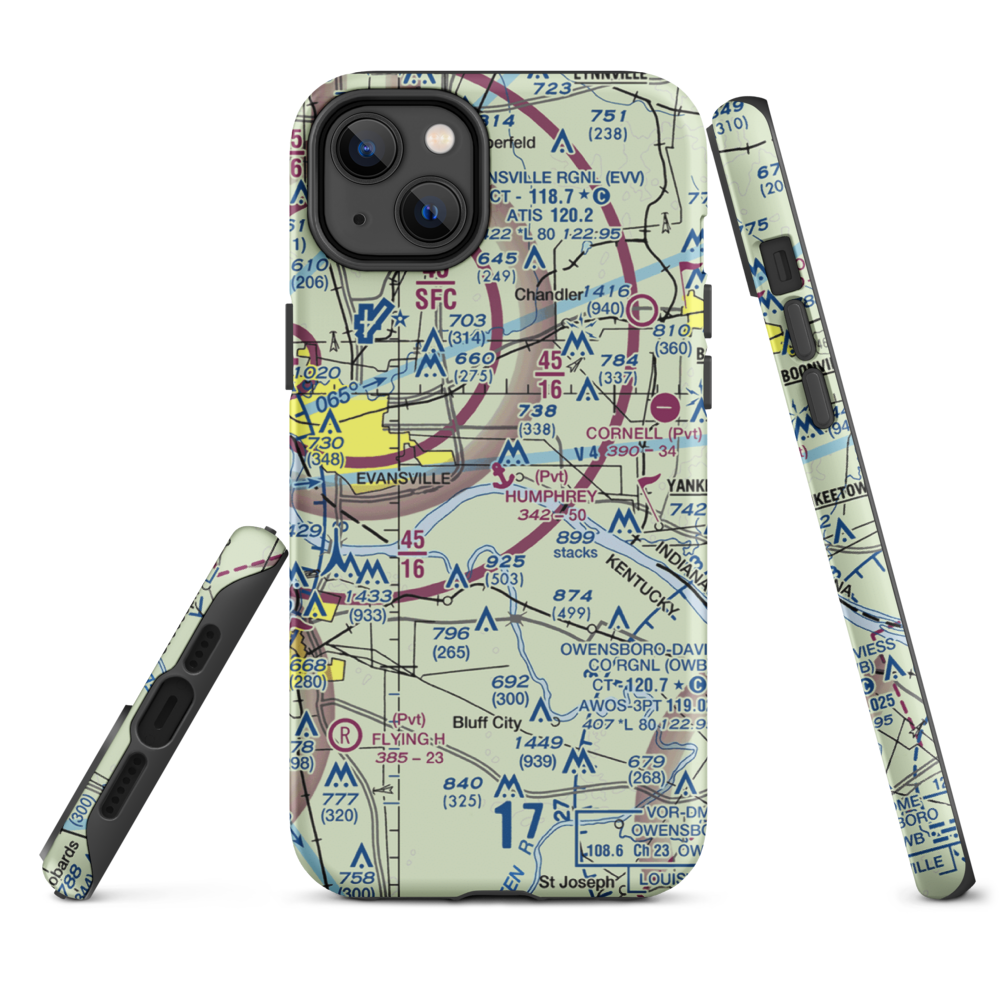 Jerry W. Humphrey Seaplane Base (IN59) VFR Sectional  Tough iPhone Case iPhone 14 Plus model shown