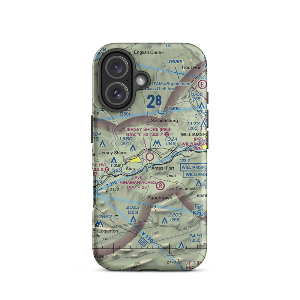 Jersey Shore Airport (P96) VFR Sectional  Tough iPhone Case iPhone 16 model shown