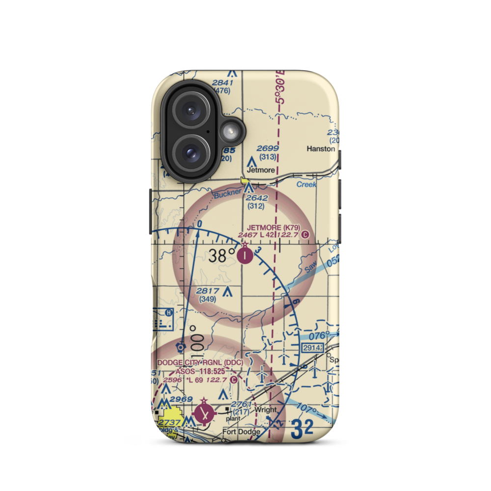 Jetmore Municipal Airport (K79) VFR Sectional  Tough iPhone Case iPhone 16 model shown