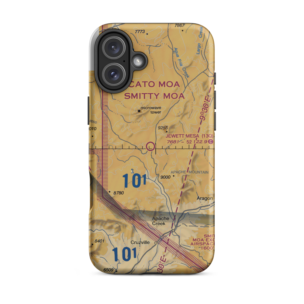 Jewett Mesa Airport (13Q) VFR Sectional  Tough iPhone Case iPhone 16 Plus model shown