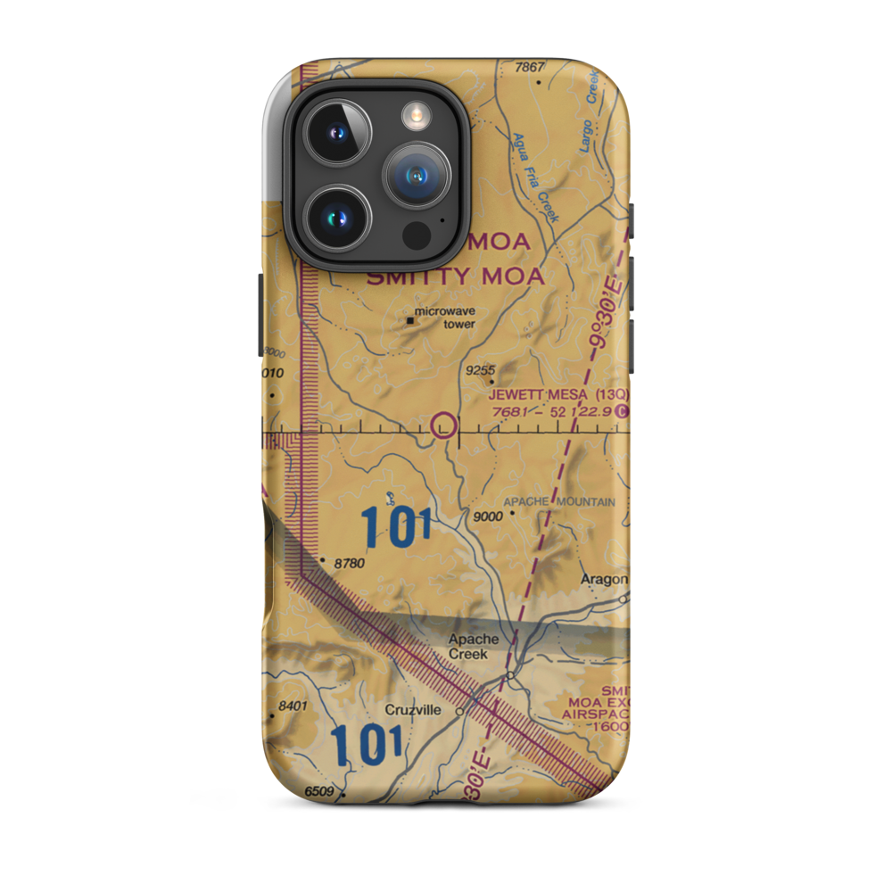 Jewett Mesa Airport (13Q) VFR Sectional  Tough iPhone Case iPhone 16 Pro Max model shown