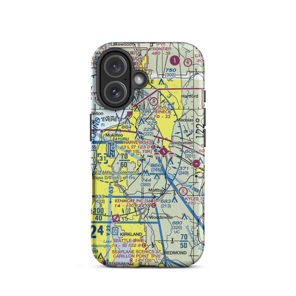 Jim & Julie's Airport (96WA) VFR Sectional  Tough iPhone Case iPhone 16 model shown