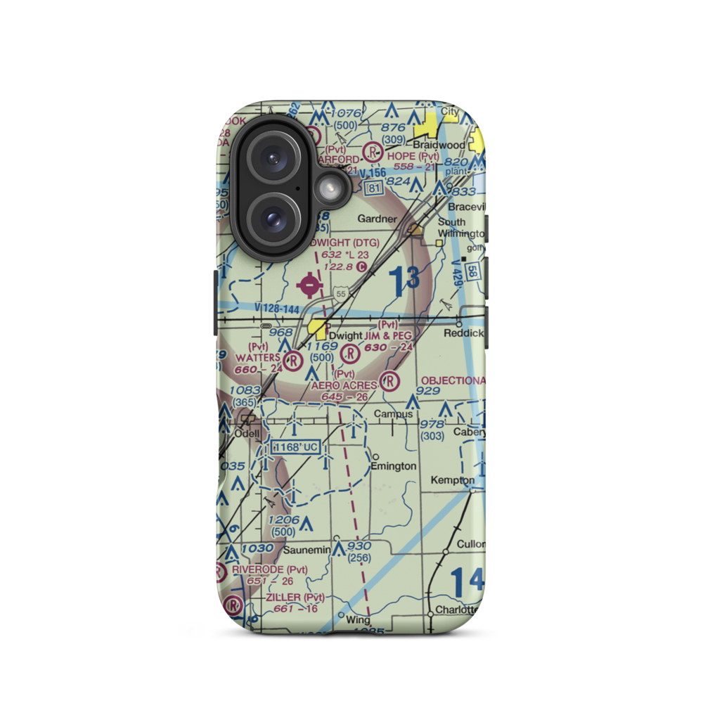 Jim & Peg Airport (61IS) VFR Sectional  Tough iPhone Case iPhone 16 model shown