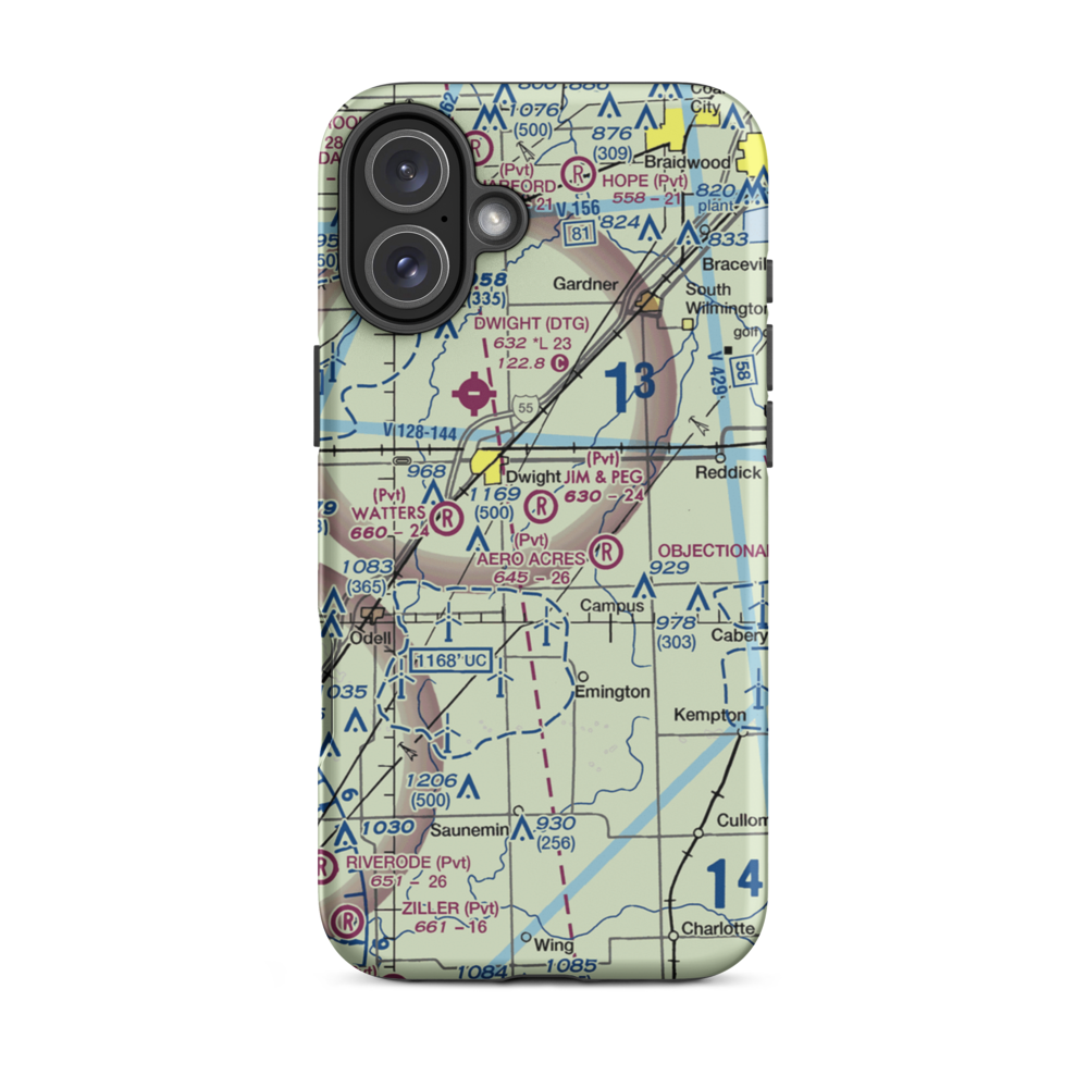 Jim & Peg Airport (61IS) VFR Sectional  Tough iPhone Case iPhone 16 Plus model shown