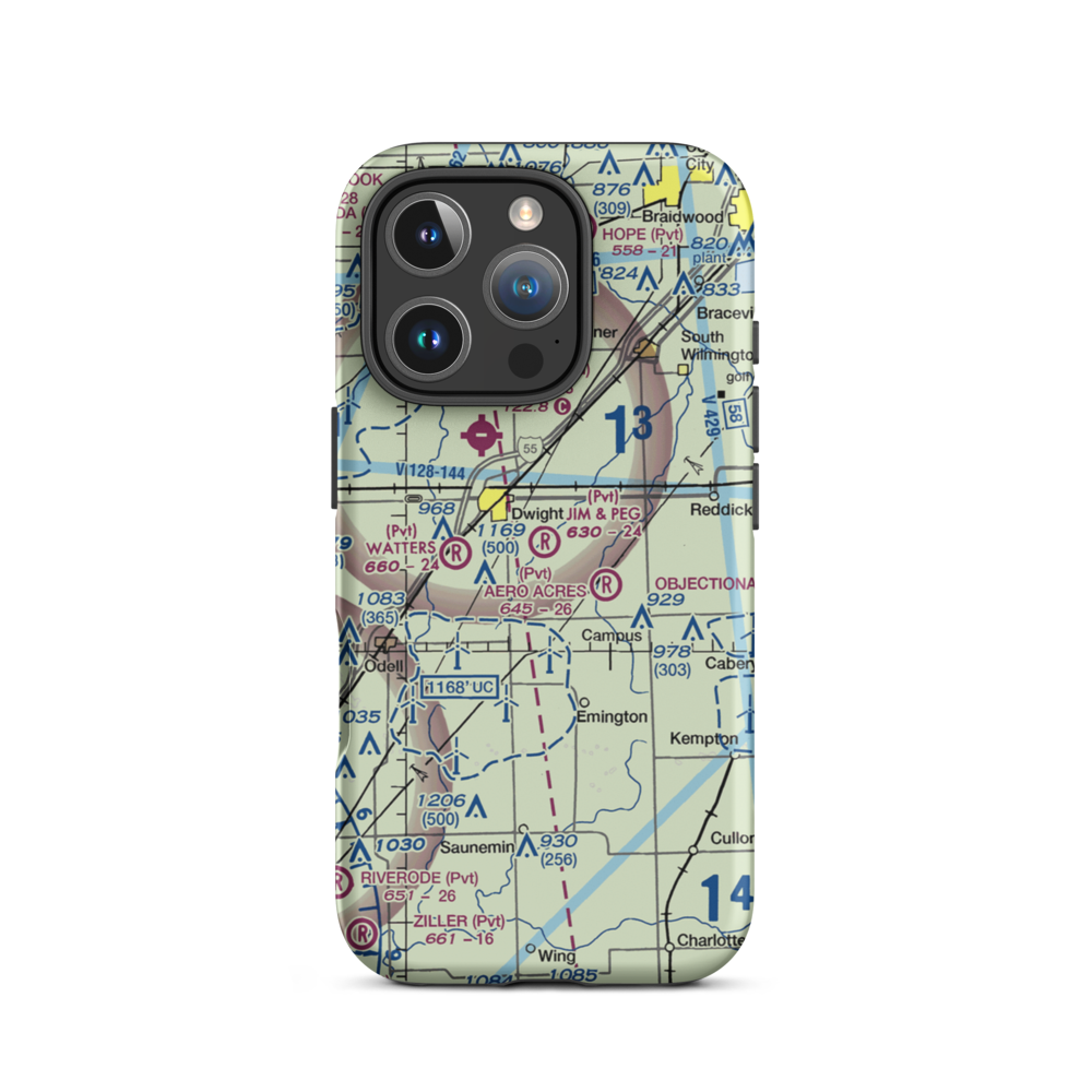 Jim & Peg Airport (61IS) VFR Sectional  Tough iPhone Case iPhone 16 Pro model shown