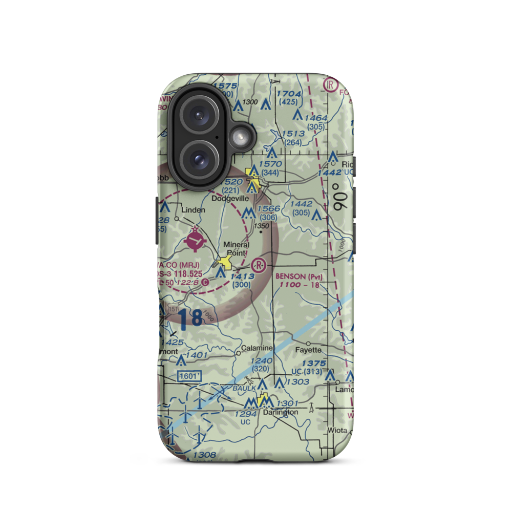 Jim Benson Field (WI16) VFR Sectional  Tough iPhone Case iPhone 16 model shown