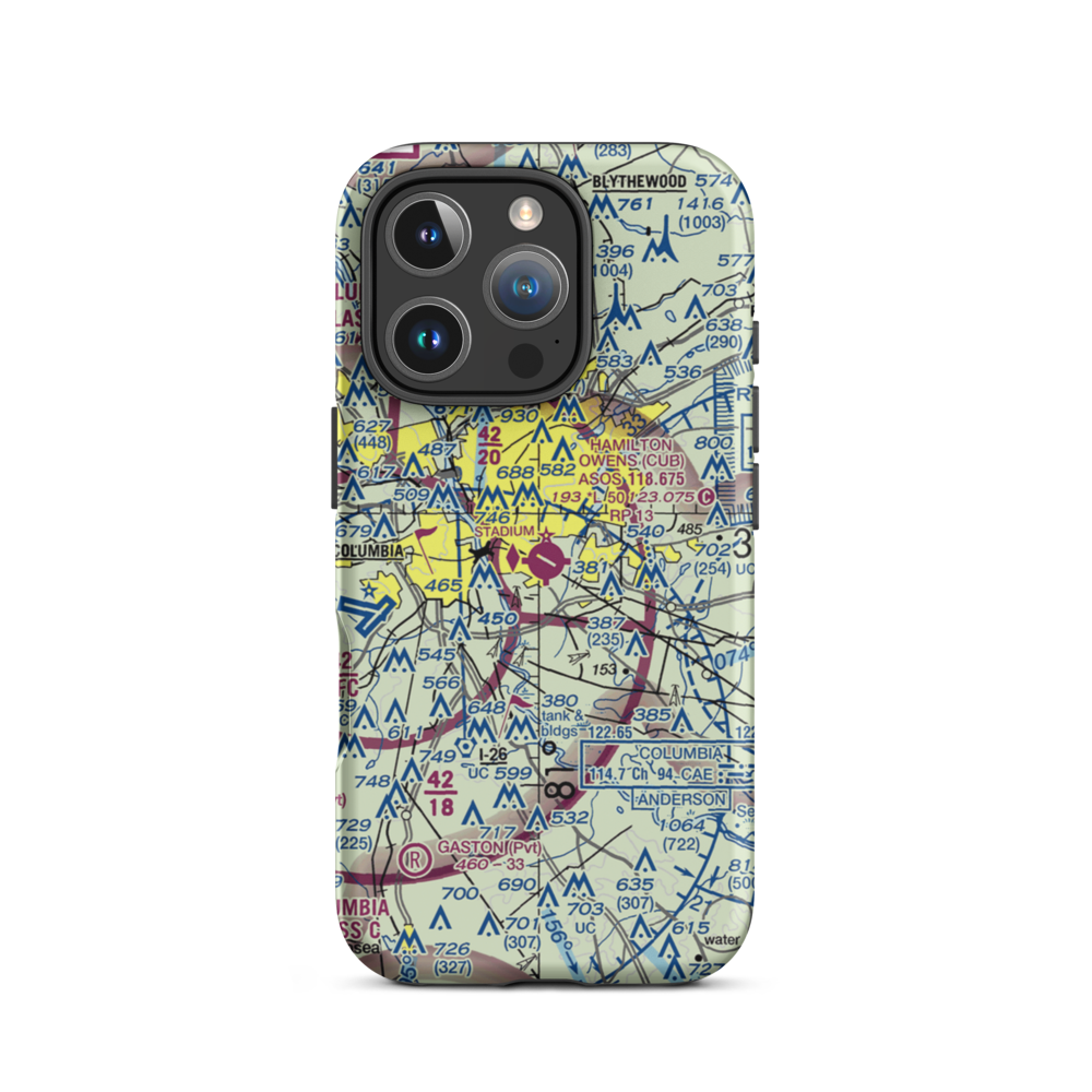 Jim Hamilton L.B. Owens Airport (CUB) VFR Sectional  Tough iPhone Case iPhone 16 Pro model shown