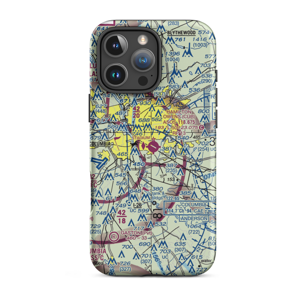Jim Hamilton L.B. Owens Airport (CUB) VFR Sectional  Tough iPhone Case iPhone 16 Pro Max model shown