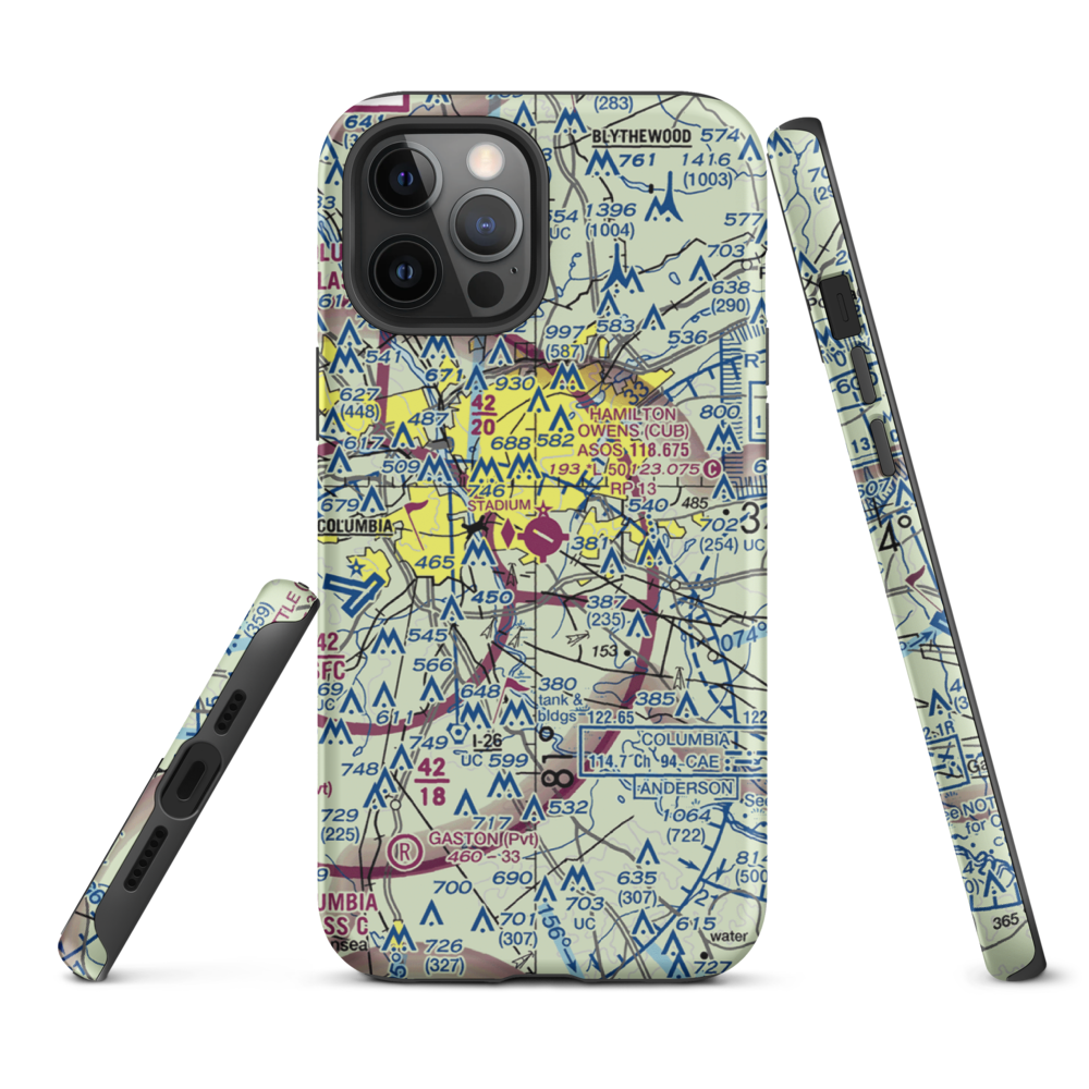 Jim Hamilton L.B. Owens Airport (CUB) VFR Sectional  Tough iPhone Case iPhone 12 Pro Max model shown