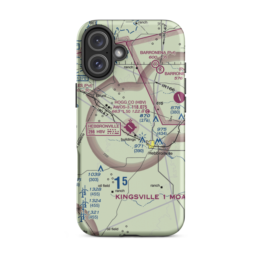 Jim Hogg County Airport (HBV) VFR Sectional  Tough iPhone Case iPhone 16 Plus model shown