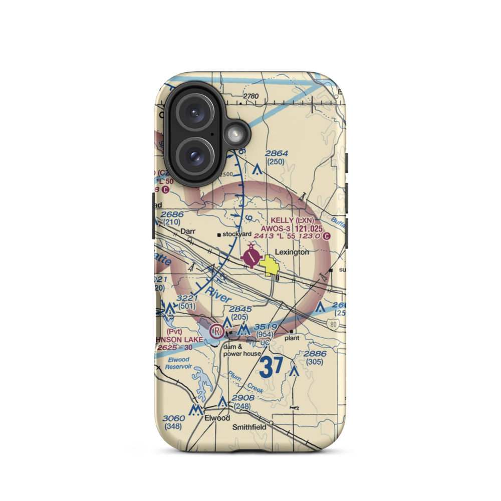 Jim Kelly Field (LXN) VFR Sectional  Tough iPhone Case iPhone 16 model shown