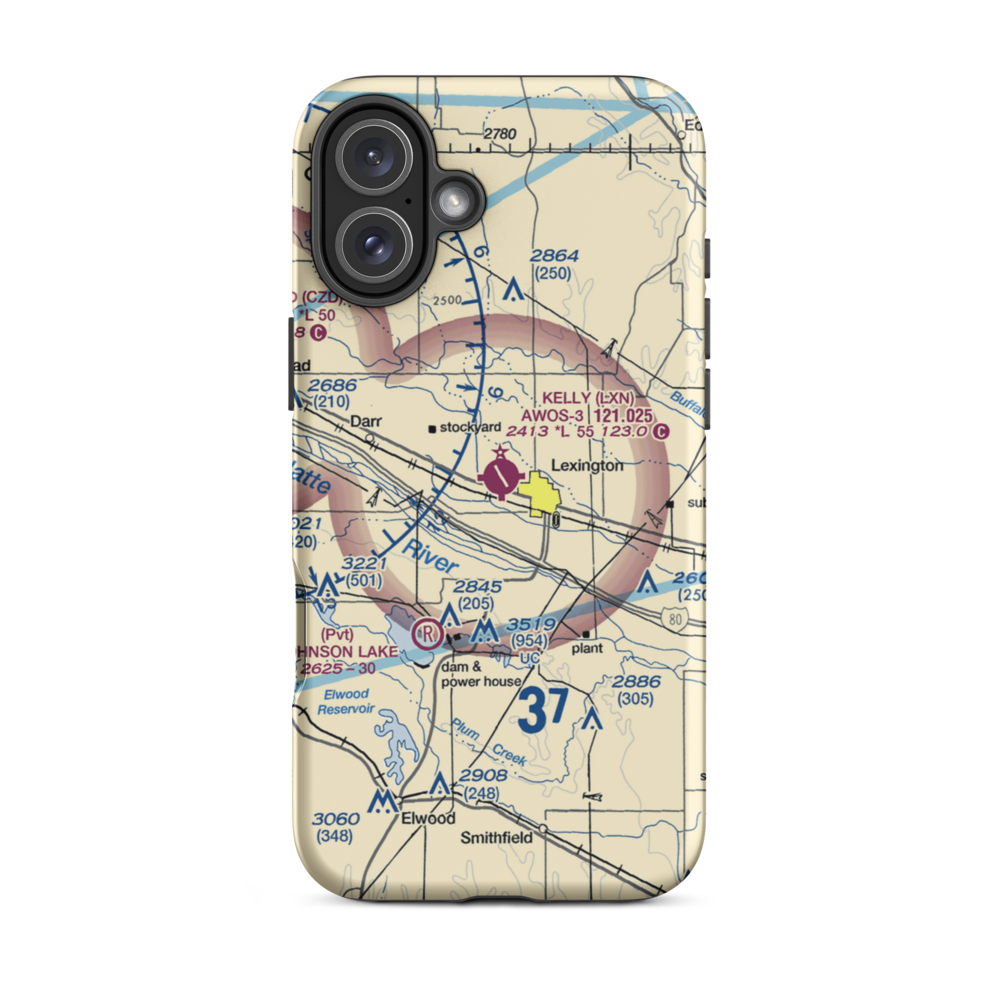 Jim Kelly Field (LXN) VFR Sectional  Tough iPhone Case iPhone 16 Plus model shown