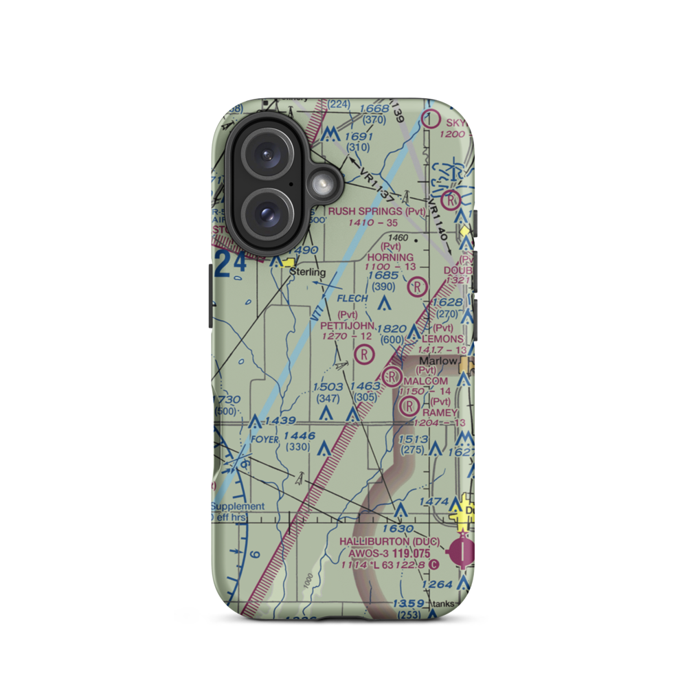Jim Pettijohn Memorial Airport (7OK8) VFR Sectional  Tough iPhone Case iPhone 16 model shown